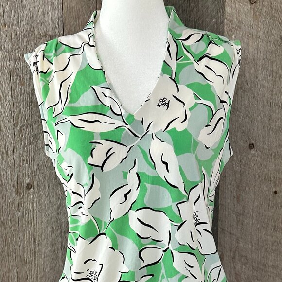 Ann Taylor Green White Floral Tank Top - Picture 7 of 8